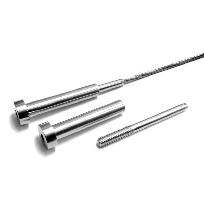 1/8" Edelstahl Unsichtbarer Empfänger und Pressklemmen-Endstück für 1/8-Zoll-Kabelgeländer, Gewindeendstück für Terrassentreppen