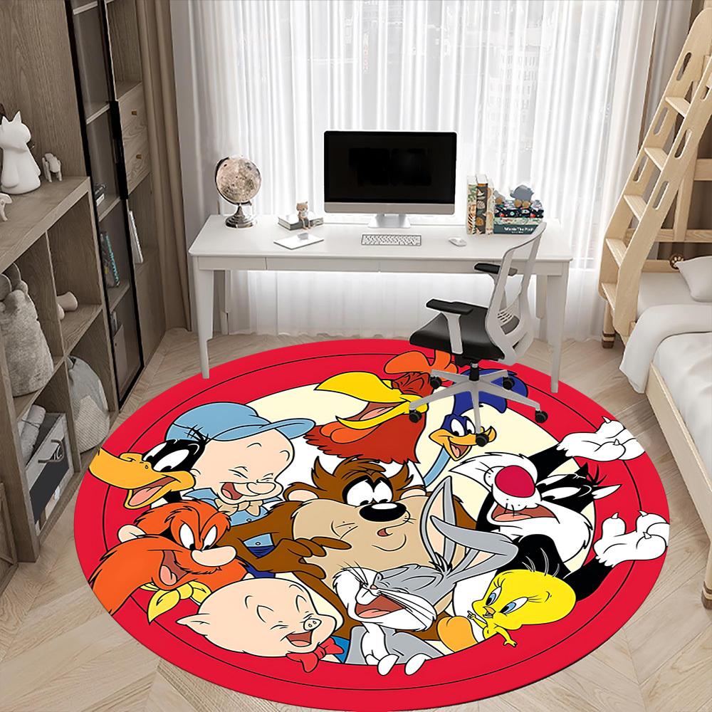 1pc Looney Tunes Office Round Area Rug, Under Office Chairs Bedroom Living Room Home Decor, Room Decoa1016157