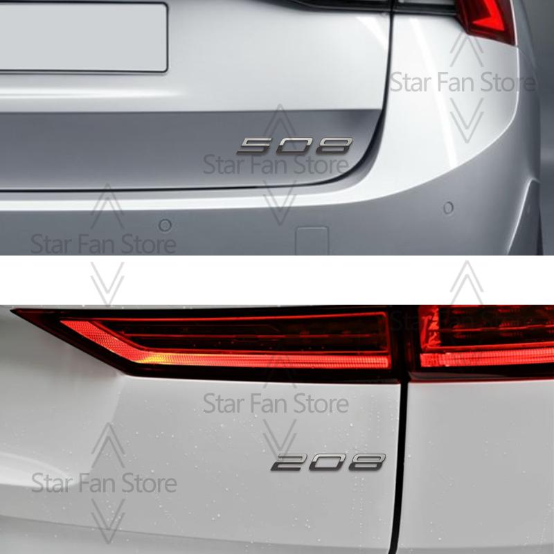 HRUC6 Metalowe Do Nowego Peugeot 308 208 508 Emblemat z Logo Naklejki 3D Emblemat Błotnika Naklejka Akcesoria Samochodowe Dekoracja Litery Stylizacja Samochodu