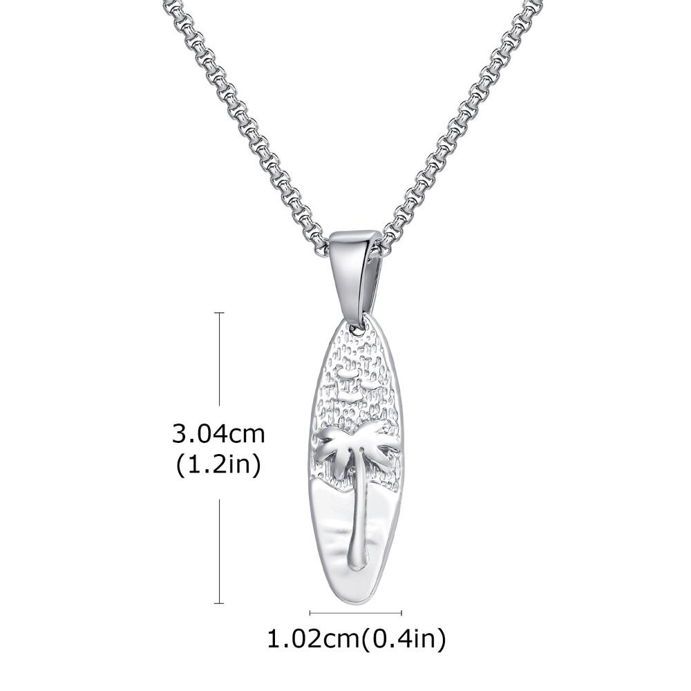 

Vnox Stainless Steel Coconut Tree Pendant Necklace for Men, Silver Plated Elliptical Charm Jewelry with Box Chain, Gift for Him 55cm