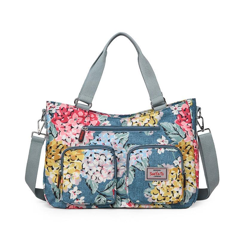 Lässige bedruckte Damen-Umhängetasche, Mehrfachfächer zur Aufbewahrung, Muttertasche, Nylongewebe, großes Fassungsvermögen, Damen-Messenger-Bag
