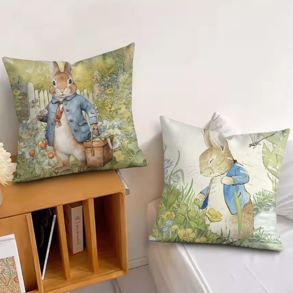 PPeter rrabbit Anime Cushion Cover Silky Short Plush Invisible Zipper Dustproof Sofa Pillow Case for Home Decor