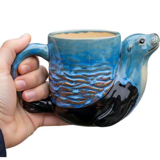 325ml Hrnek na kávu s 3D mořskými živočichy Ručně vyráběný pryskyřičný hrnek se skulpturou velryby/delfína/žraloka/želvy Nádobí s mořskou tématikou pro milovníka moře jako dárek