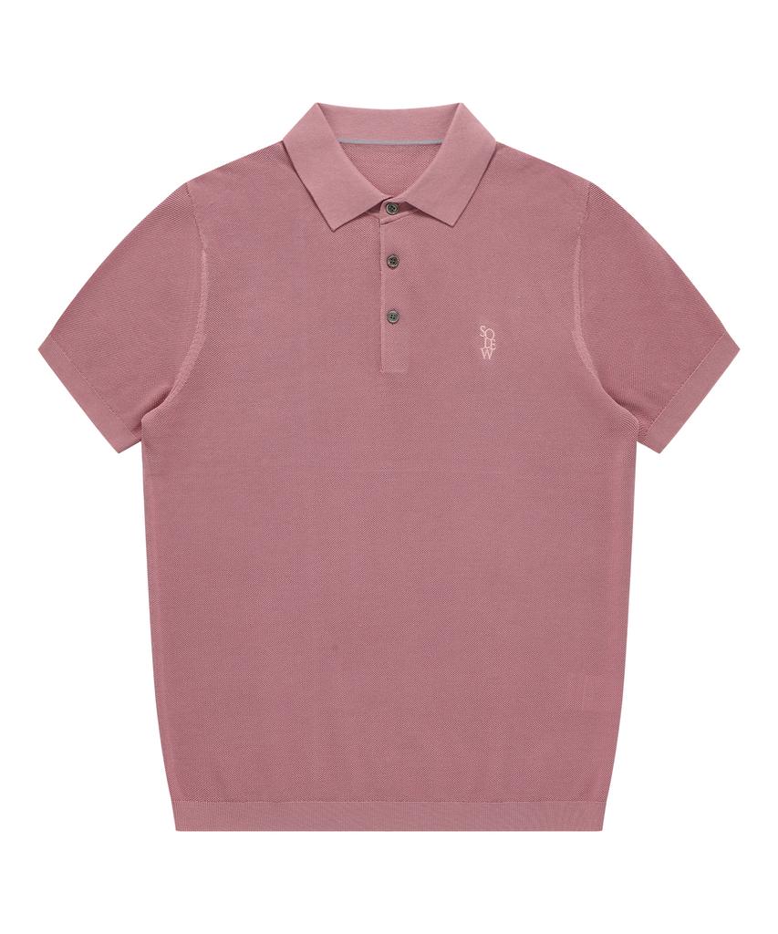 SOLEW Polo Pique Short Sleeve Knit_Dark Pink
