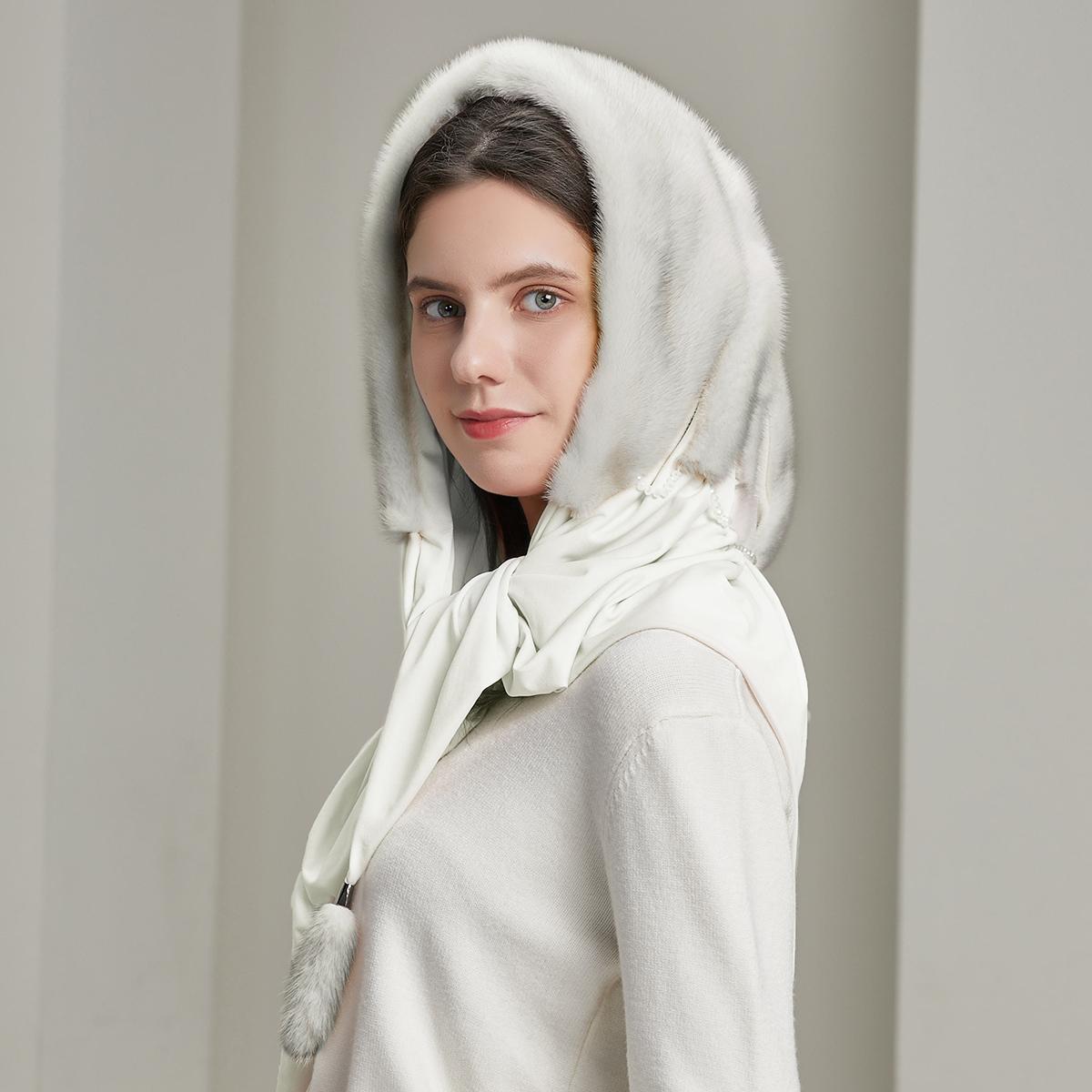 

Экологичная шапка из искусственного меха норки, шарф, цельный платок, женский шарф, шапка One size пастельный серый