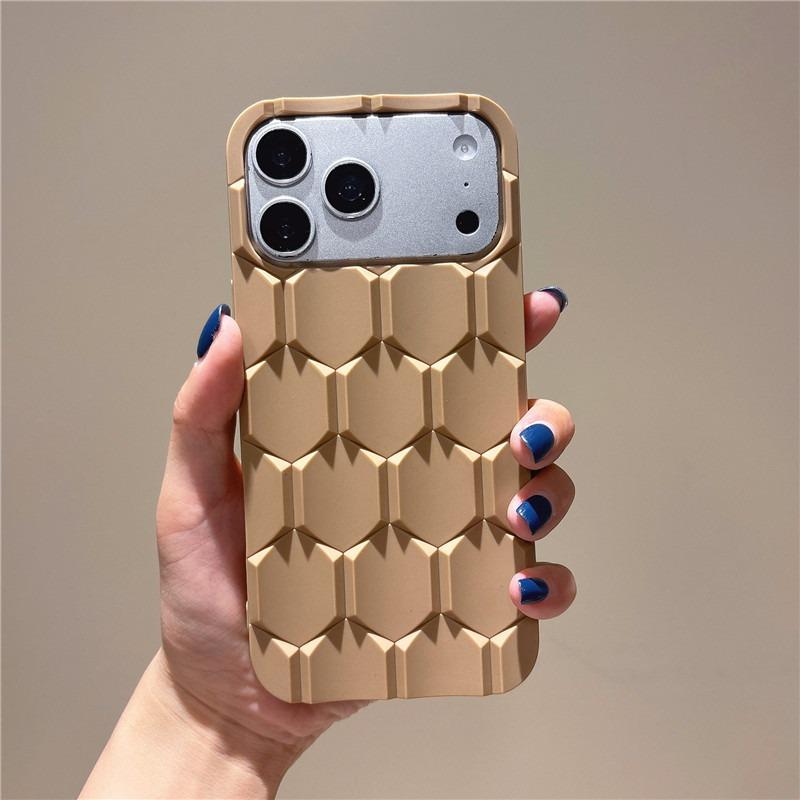 Soft 3D Honeycomb Phone Case For iPhone 12 13 14 15 16 17 Pro Max Shock Proof Candy Bumper Silicone Cases Cover