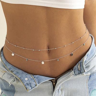 Chaîne de taille en métal imitation strass pour femme, bijou de corps, style bohème, pour l'été, pour la plage, #468342