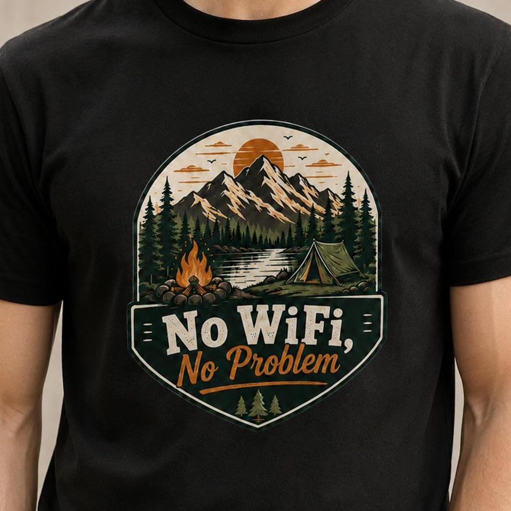 No WiFi No Problem Shirt, Camping Outdoor Tee, Gift for Campers and Hikers