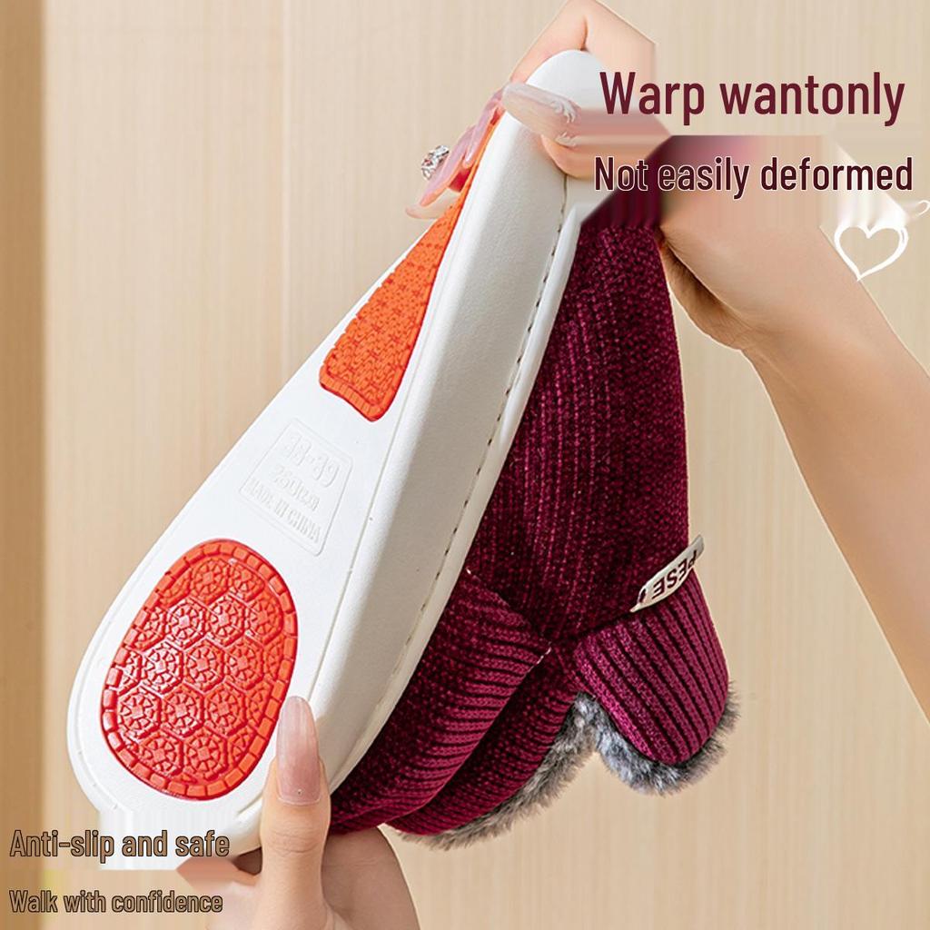 Men's 2025 Closed-Back Cotton Slippers: Thick, Warm, Velvet-Lined, Odor-Resistant Indoor Shoes for Autumn/Winter.