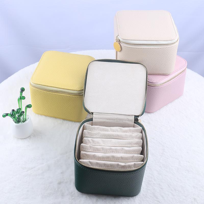 Leather Jewelry Organizer Box with Separate Bag Necklace Earring Storage Box Modern Creative Portable Travel Women's Jewelry Ornaments Packaging Case