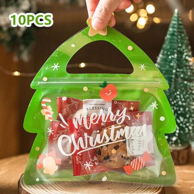 10ks Vánoční dárková taška na cukroví, čokoládu, sušenky, nugát, balení sušenek, dárkový strom, Santa zipové sáčky