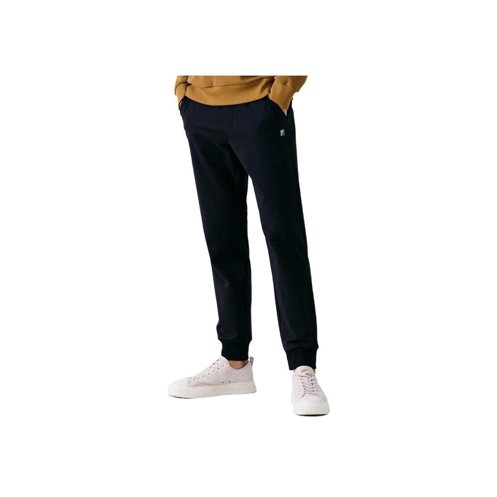 Fila FW22 Logo Print Straight Leg Cuffed Casual Sports Pants Men Bottoms Black F51M247606F-BK