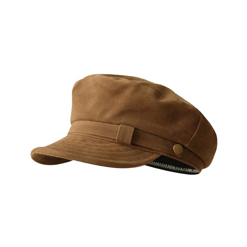Cotton Cloth Flat Top Hat Suede Painter Hat Retro Newsboy Cap Autumn Winter