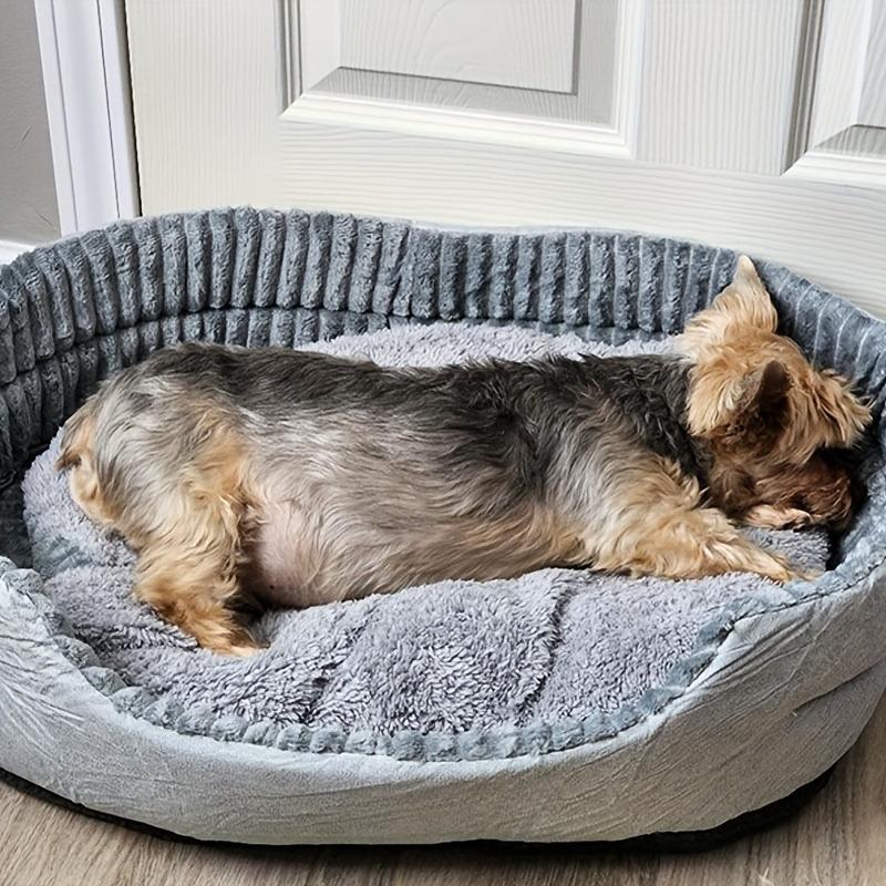 Beruhigendes Haustierbett in Pfotenform, Plüsch-Donutbett aus Kunstfell für Hunde und Katzen, Maschinenwaschbar, Rutschfester Boden