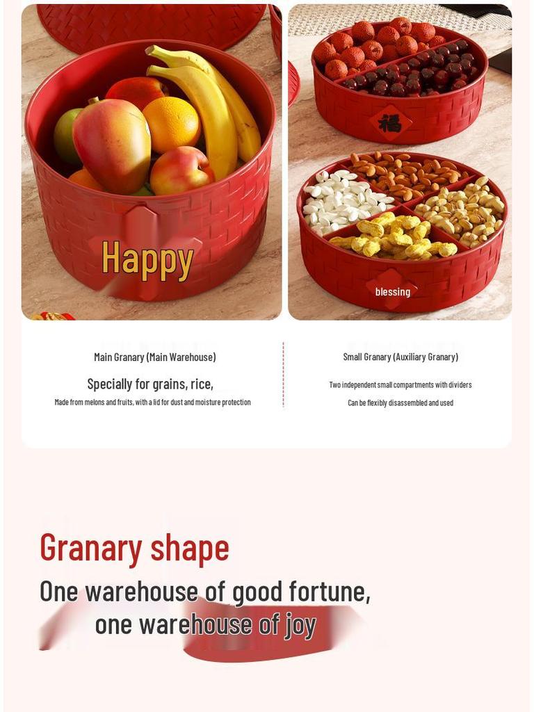 Granary Fruit & Nut Storage Bowl - Melon Seed, Candy, Snack Tray for Living Room