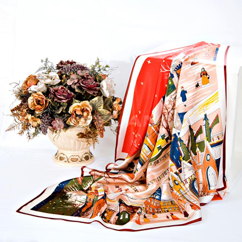 Xin Yuan 100% Mulberry Silk Crepe Satin Scarf