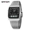 Fashion Sanda 3393 Electronic Quartz Watch Multifunction Dual Display Clock Luminous Casual Mens Women Unisex Time Digital Watch