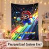 Custom Personalized Tapestry,Super Mario Print Custom Name Text Wall Art Hanging for Bedroom