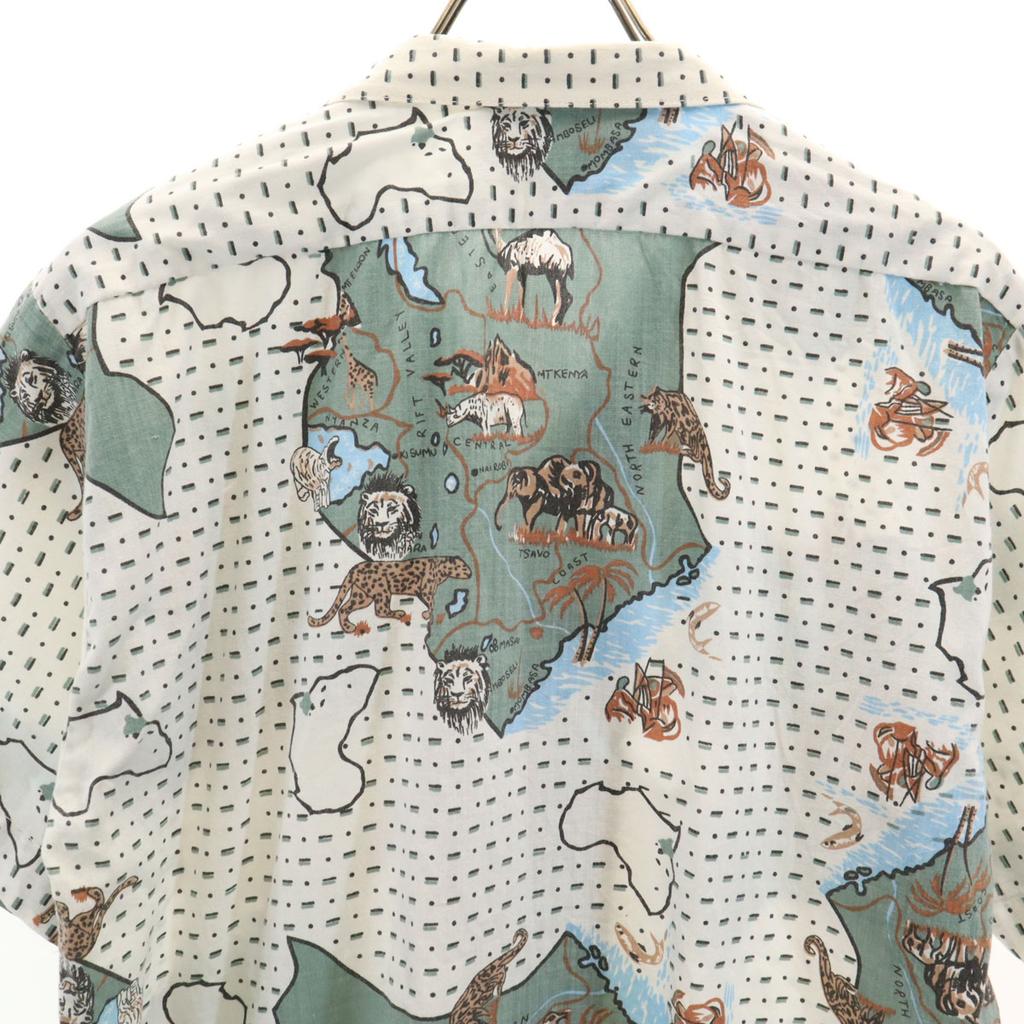 Vintage 60s Open Collar Animal Pattern Short Sleeve Open Collar Shirt Men's Used