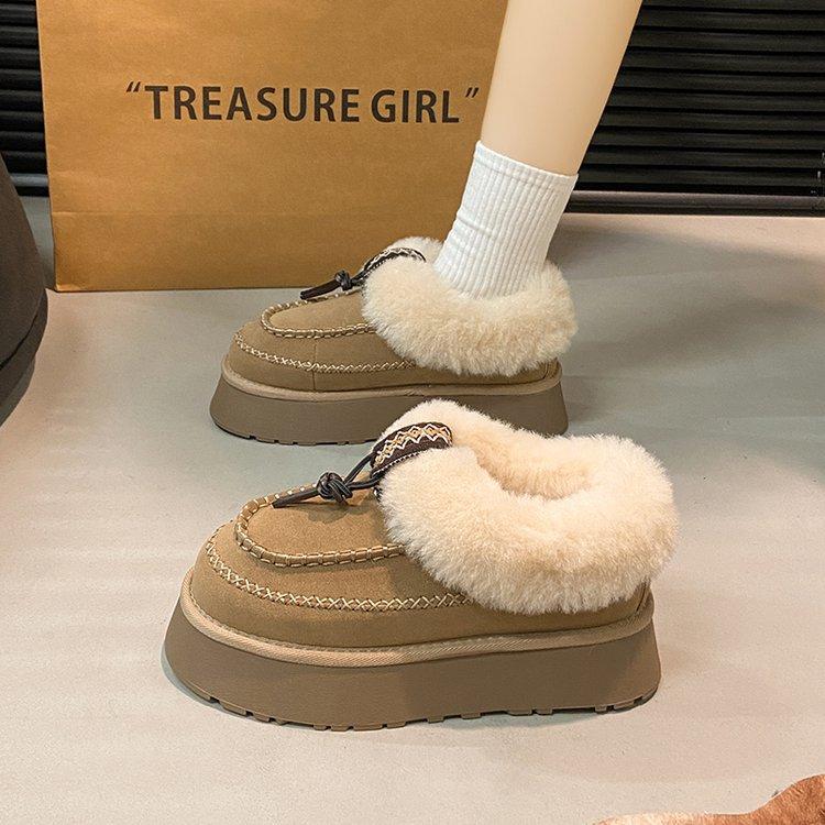 

Snow boots winter 2025 sangpo leather new retro fashion fringed warm cotton shoes foreign style Internet celebrity cotton 35