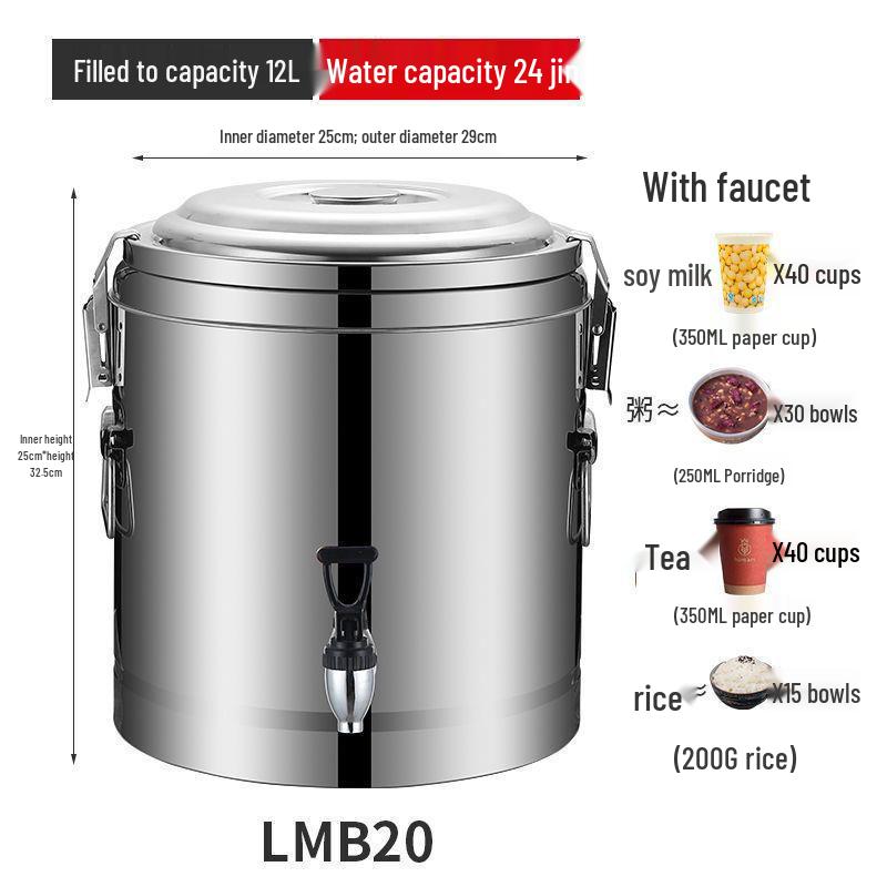 Isolierter Eimer aus Edelstahl 304 für Reis und Sojamilch, Eimer für Eisgelee mit großem Fassungsvermögen