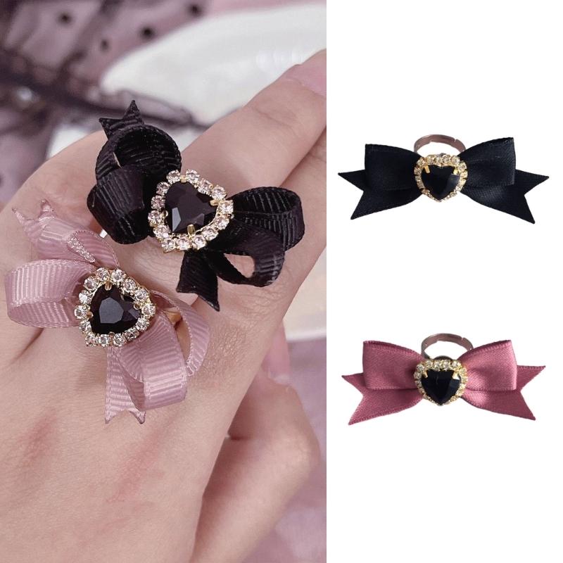 Finger Rings Bowknot Shape Eye Catching Opening Rings Adjustable Rings Alloy Material Finger Rings Gift for Women Girls