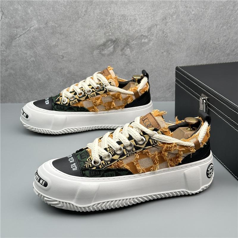 Fashion Fashion Designer New Arrival Men's Mixed Patchwork Lace Up Platform Causal Shoes Flats Moccasins Sports Walking Sneakers
