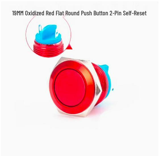 19mm/22mm Full Oxidation Metal Button Switch - Screw/Solder Terminals, Multi-Color, Self-Reset Momentary Power