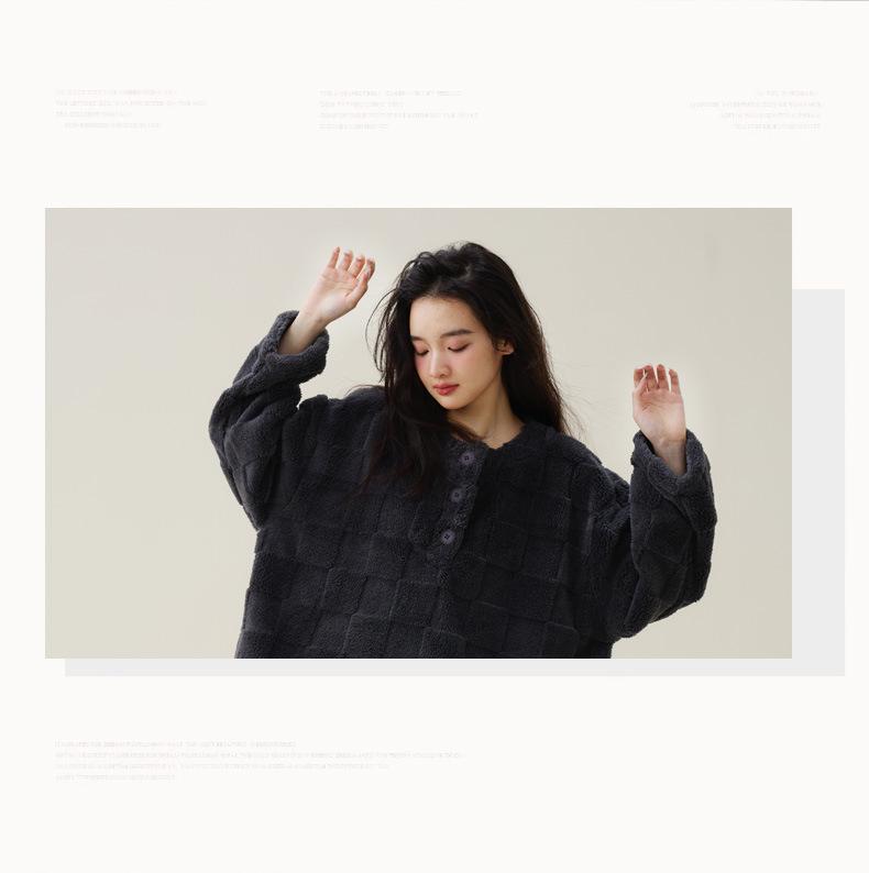 Robe de Banho Felpuda Feminina: Veludo Espesso, Quente para Outono & Inverno