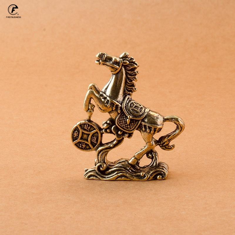 52g Brass Horse Step On Coins Lucky Statue Feng Shui Desk Miniatures Pure Copper Crafts Collections china Home Office Figurines