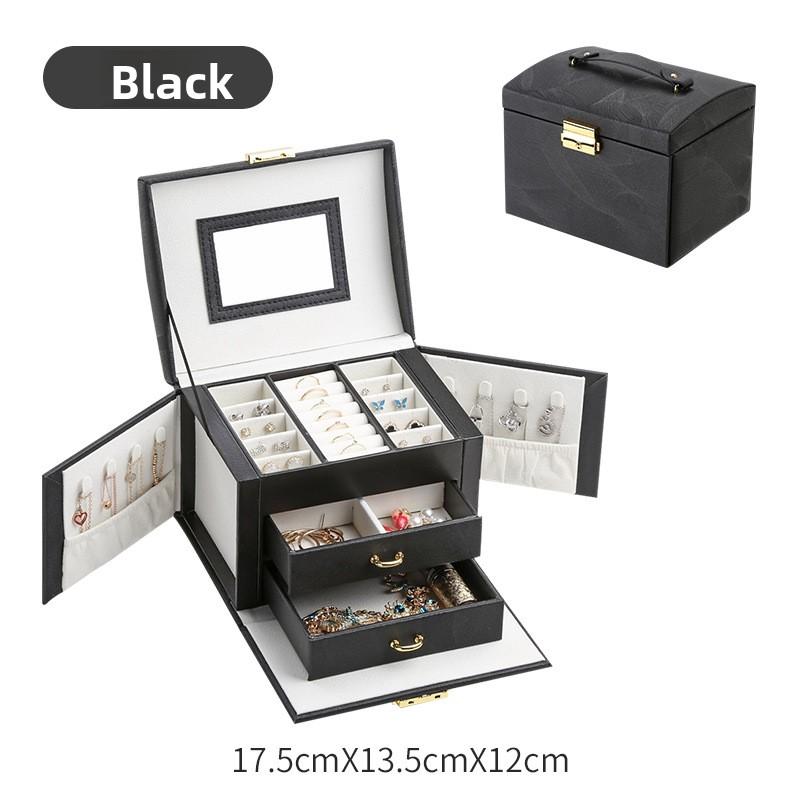 Jewelry Storage Box Black Multi-layer Hand Ring Necklace Jewelry Box with Lock Jewelry Box Jewelry Box Storage