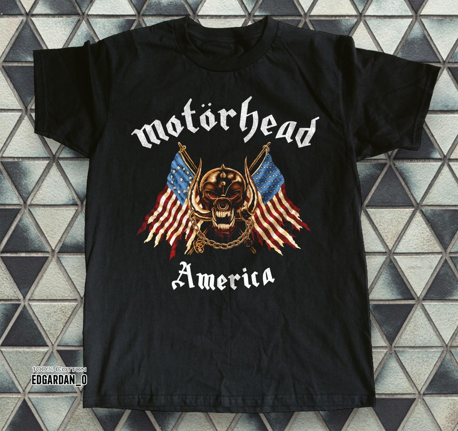 Motorhead American Flag Logo Rock Band Graphic Tee L