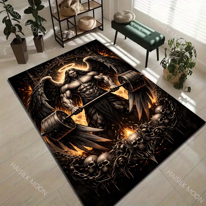 Muscular angel weightlifter Carpet for Living Room Bedroom Sofa Home Decor Rus Non-slip Floor Mat Luxury Gift Multiple sizes