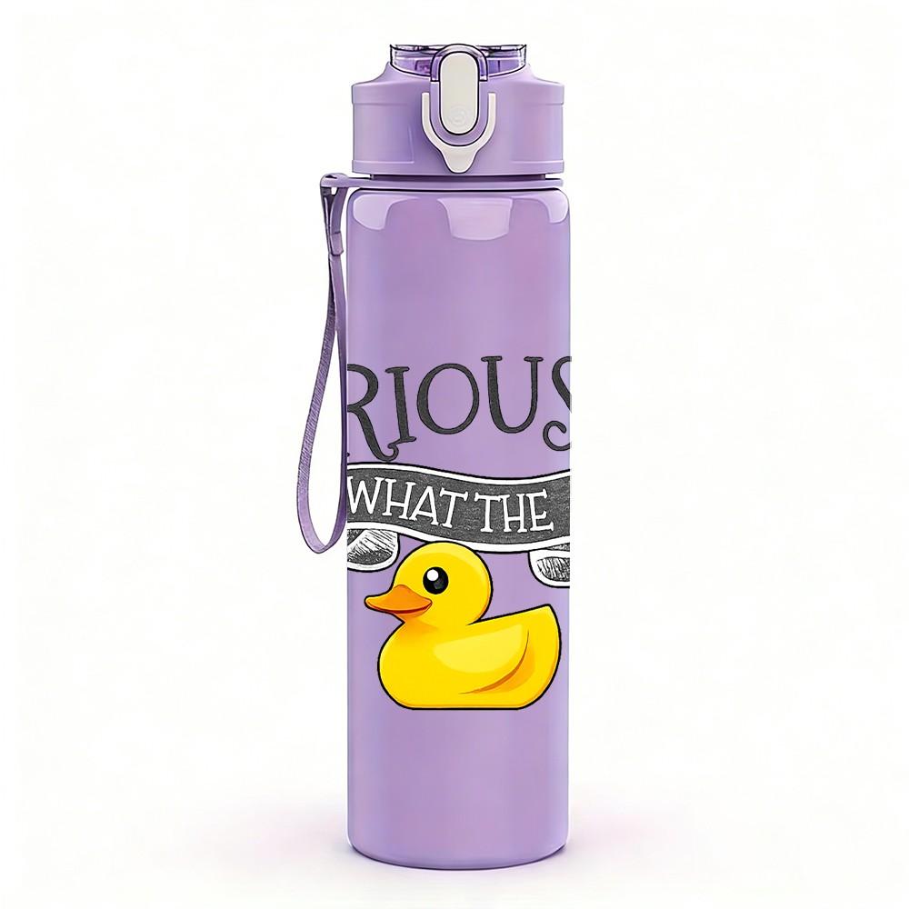 1PC Seriously Duck Funny Slogan Print 750ml Color Plastic Sports Water Bottle Leakproof Flip Straw Lid Suitable for Sports Office Home Use