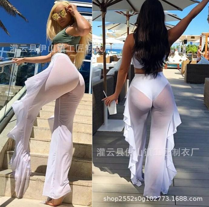 

2026 summer new semi-perspective high-quality figure multi-color lace pants women S белый