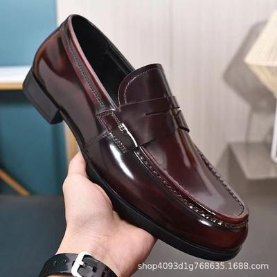 Open-edged Beads, One-pedal Breathable Driving, Spring Beanie Shoes, Men's Genuine Leather, Business British Casual Loafers, Small Leather Shoes