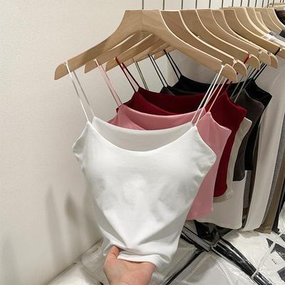 European & American Sexy Spaghetti Strap Tops with Chest Pads for Women – New Summer Style, High-End Inner & Outer Wear