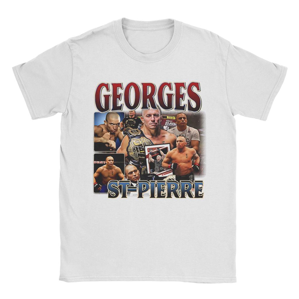 Georges St Pierre T-Shirts für Herren Baumwolle Neuheit T-Shirt Rundhals T-Shirt Kurzarm Oberteile Grafisch Bedruckt