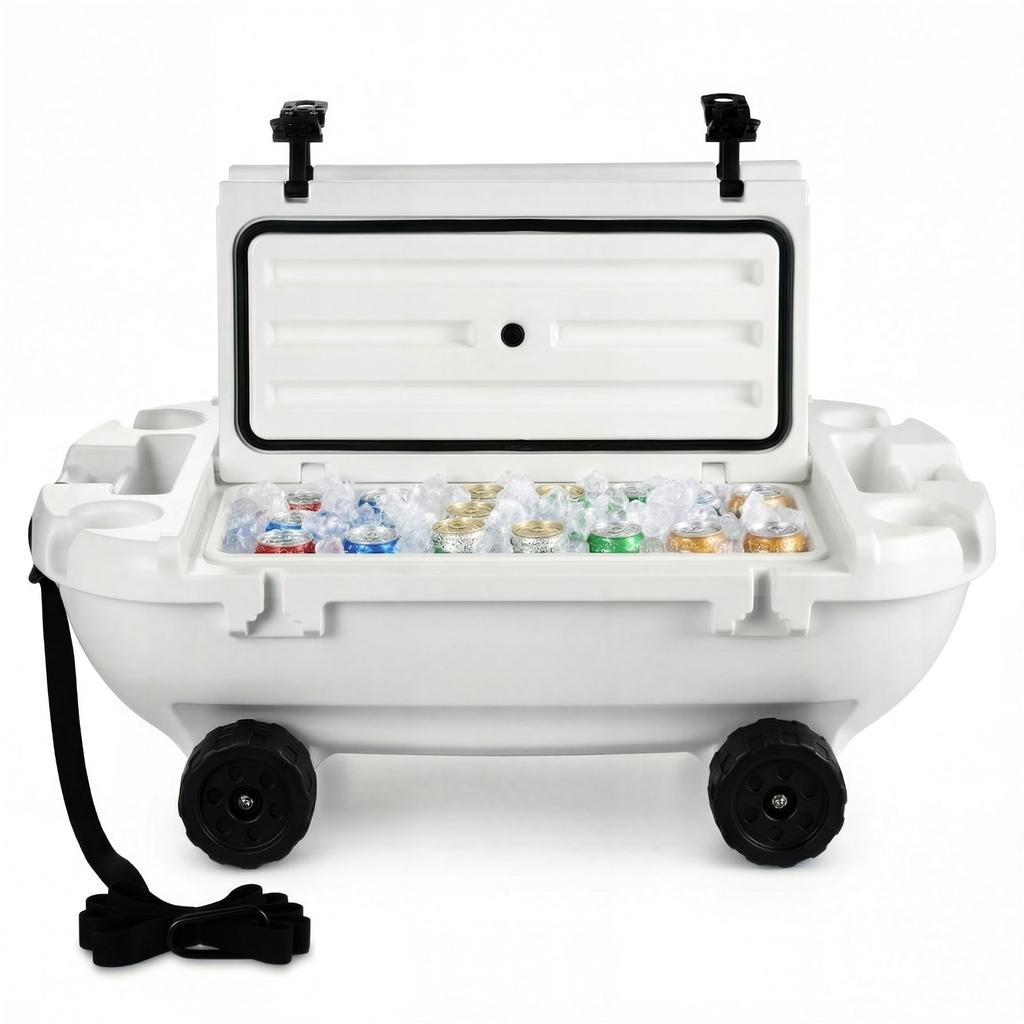 VEVOR Floating Cooler, 37.9 L Floating Ice Chest with Dry Storage, Wheels & Tow Rope, Premium LLDPE Amphibious Drink Cooler for Water & Land