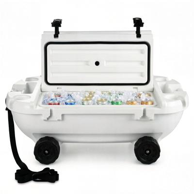 Floating Cooler, 37.9 L Floating Ice Chest with Dry Storage, Wheels & Tow Rope, Premium LLDPE Amphibious Drink Cooler for Water & Land