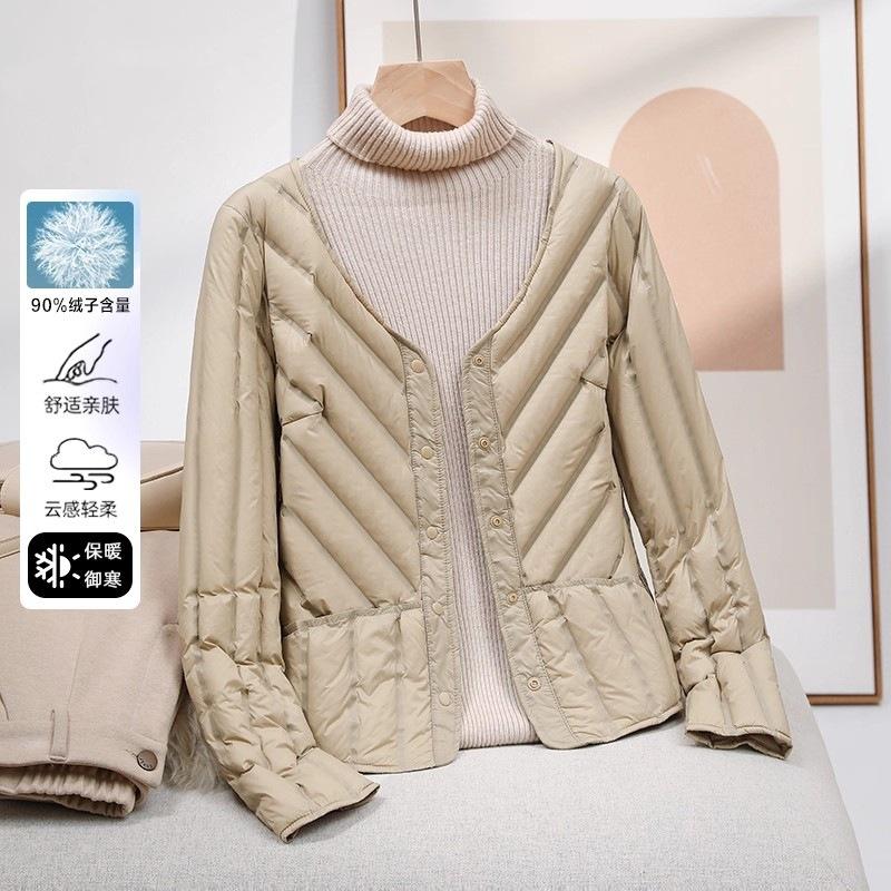 Light and Thin Down Women's New Liner Short Collarless, Light and Warm Inside, Bottom and Slim Spring and Autumn Coat