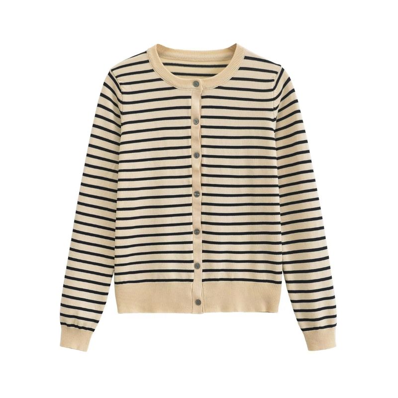 Kaslead New Arrival Women's Clothing Fashion Style Fashion Casual All-Matching Striped Thin Needle Outwear 3433005
