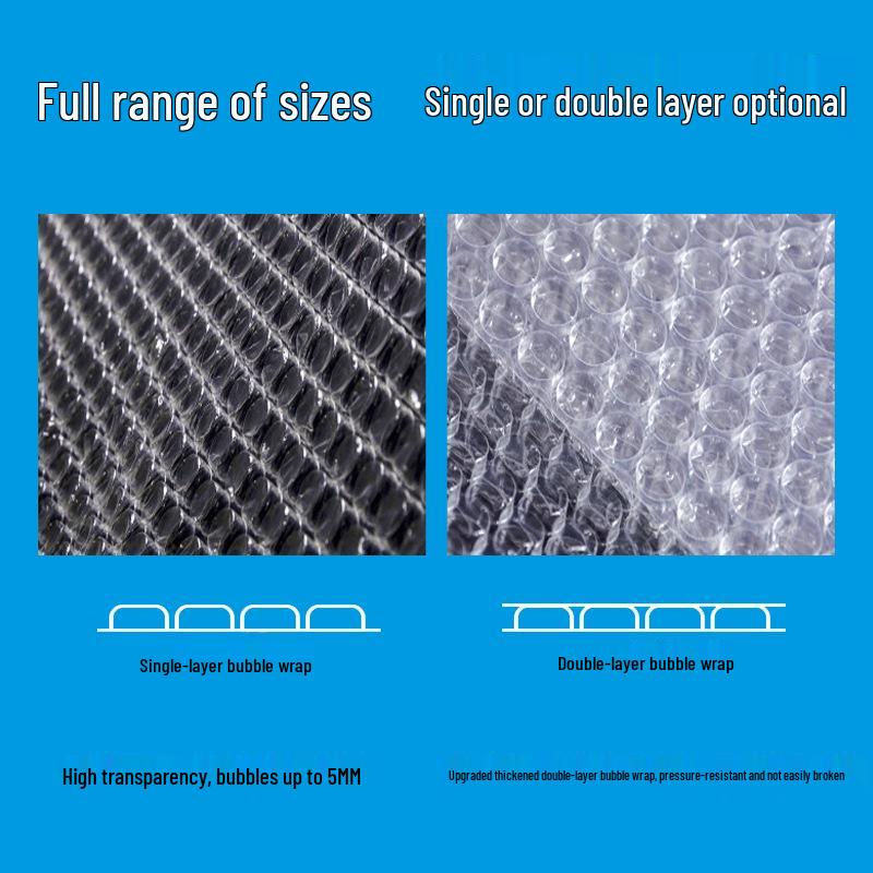 Double-Layer Thickened Bubble Wrap: Shockproof 30-50cm Wide Foam Roll for Packaging