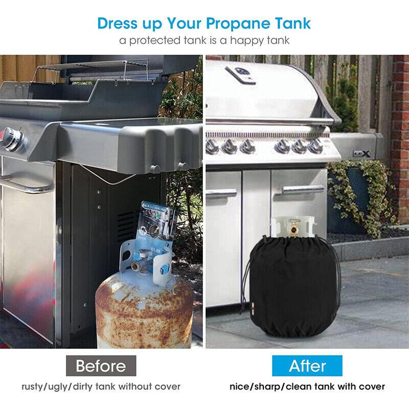 Oxford Propane Tank Cover 210D Outdoor Waterproof Dustproof Gas Bottles Cover Camping Gas Stove Protective Covers Black
