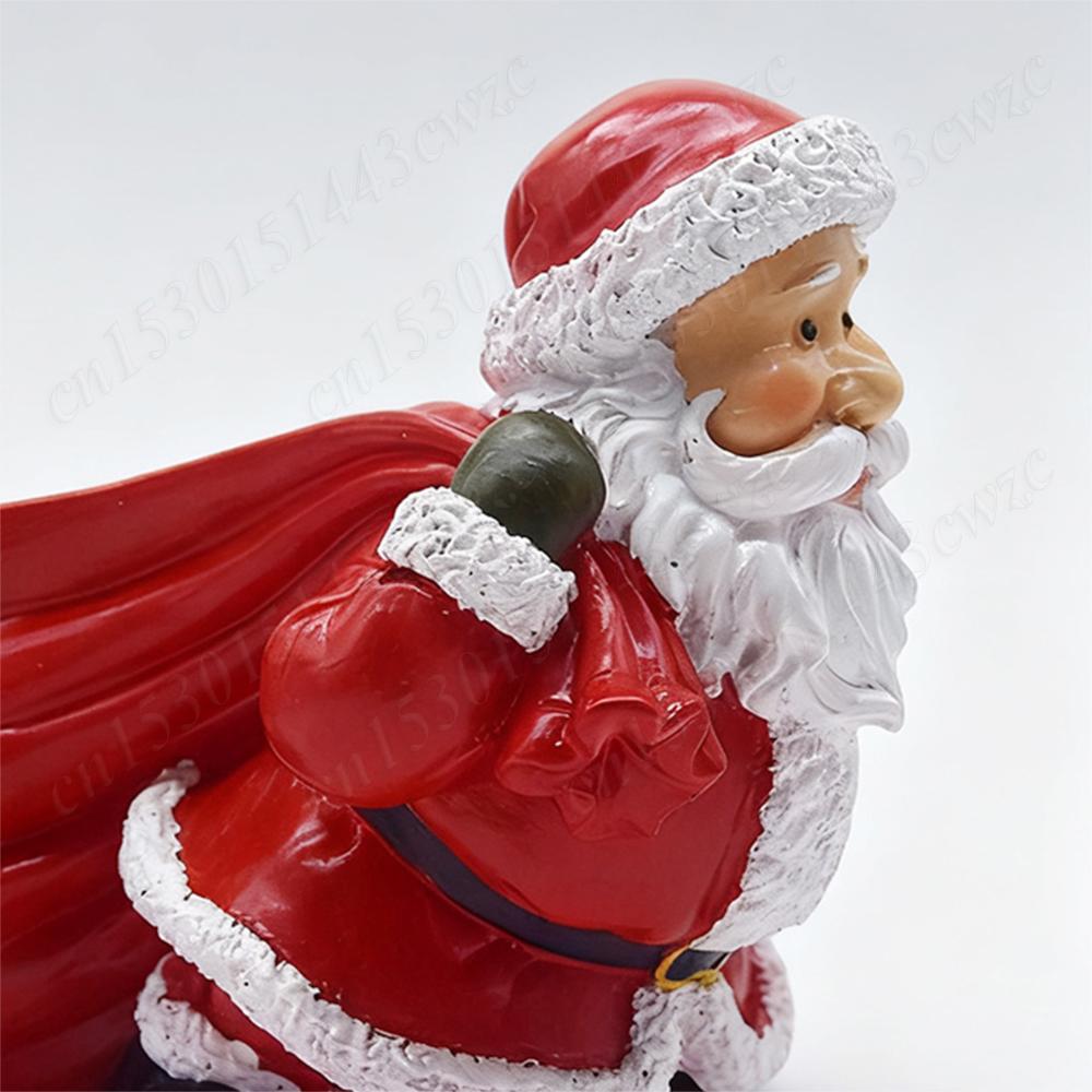 Christmas Holiday Candy Bowl Decorative Resin Tabletop Santa Figurines W/ Storage Holder for Xmas Winter Party Table Desk Decor