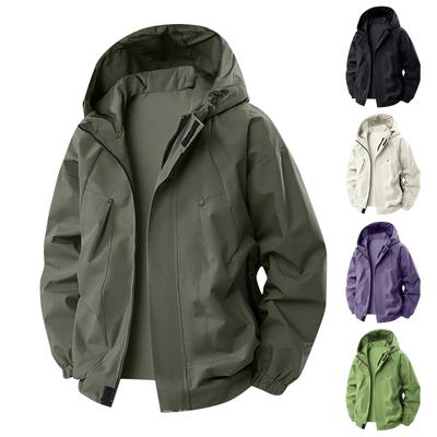 Men's Solid Color Outdoor Jacket Men's Windproof Daily Casual Sports Jacket