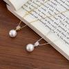 French Light Luxury Exquisite Square Diamond Round Pearl Pendant Clavicle Necklace For Women