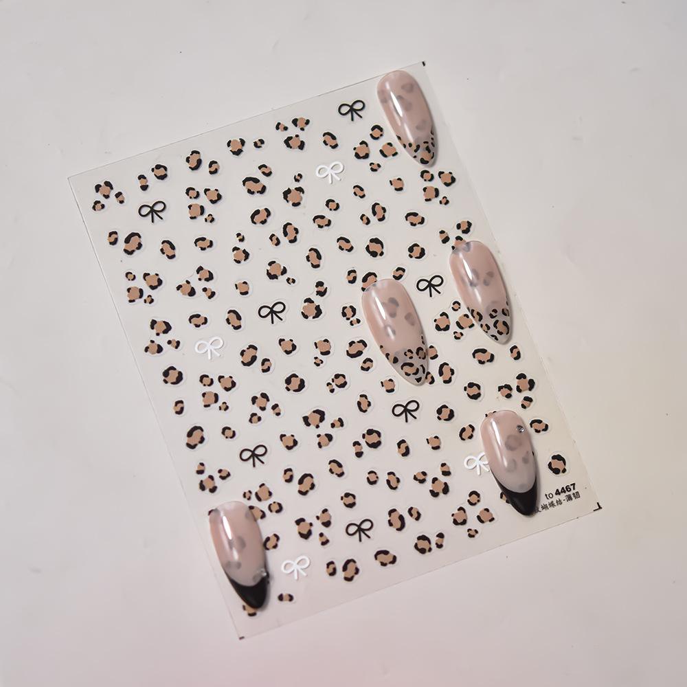Tomoni Limited Edition Retro Leopard & Bow Kids Nail Stickers - Thin, Flexible, Hot Sale