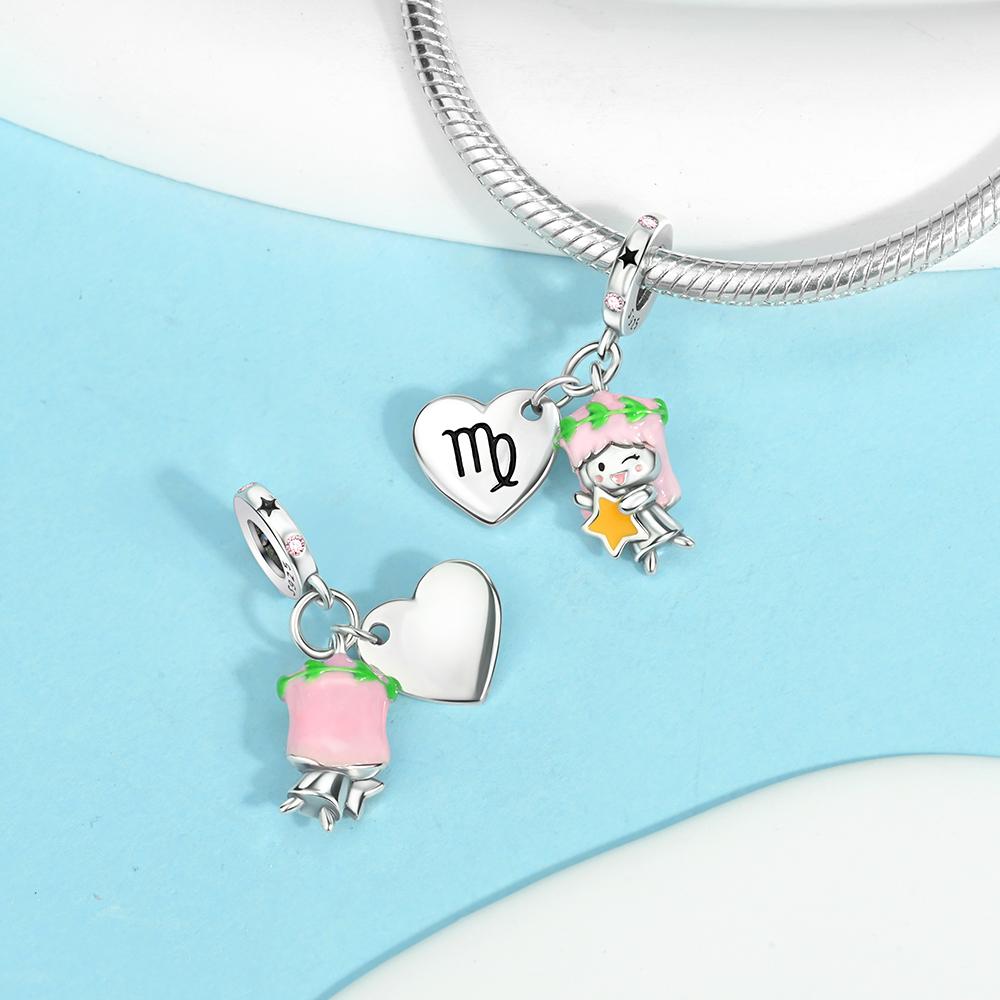 Charms Plata Cute Zodiac Charms Birthday Gifts Copper Plated For Charms Copper Plated Original Bracelet For Jewelry Making