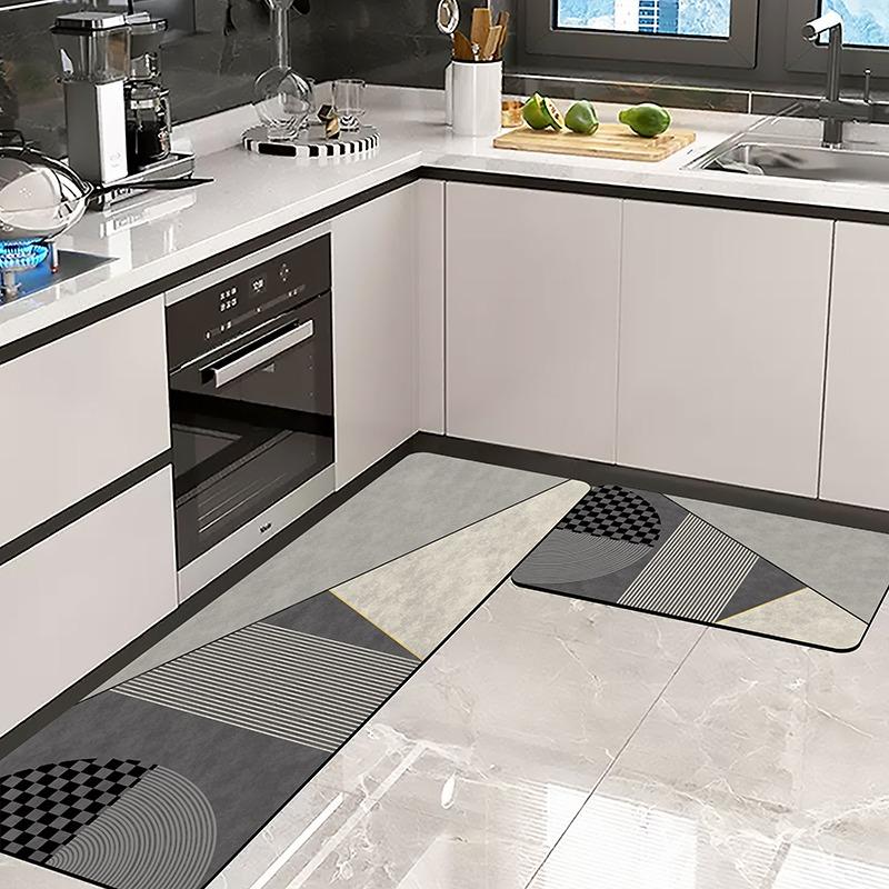 Kitchen Floor Mat Absorbent Long Carpet Quick-drying Diatom Mud Oil-absorbing Non-slip Foot Mats Gray Rug Home Decoration Rugs